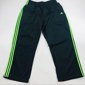 Adidas 3 Stripe Track Pants Black/Green